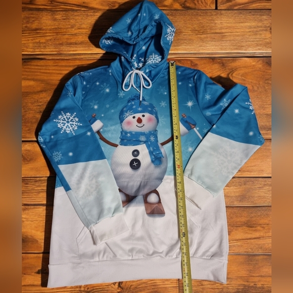 Super Cute Christmas Winter Snowman Double Sided Print Hoodie Pullover - Picture 7 of 10